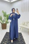 İndigo Premıum Fulya Abaya Tulum Takım Tesettür Giyim